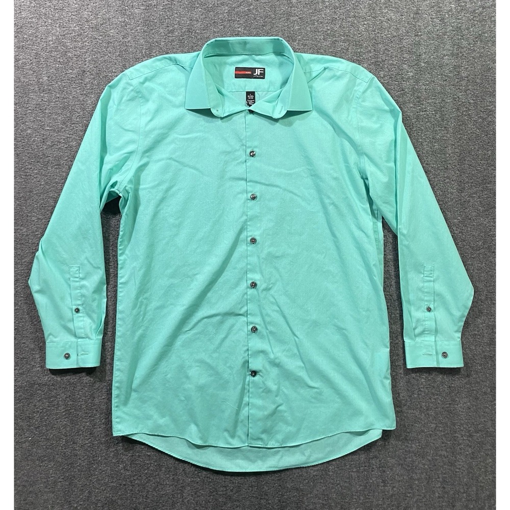 JF J. Ferrar Men's Slim Fit Teal Green Long Sleeve Button-Up Shirt L